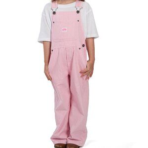 KEY Pink White Striped Denim Bib Overalls Toddler Size 18 Months